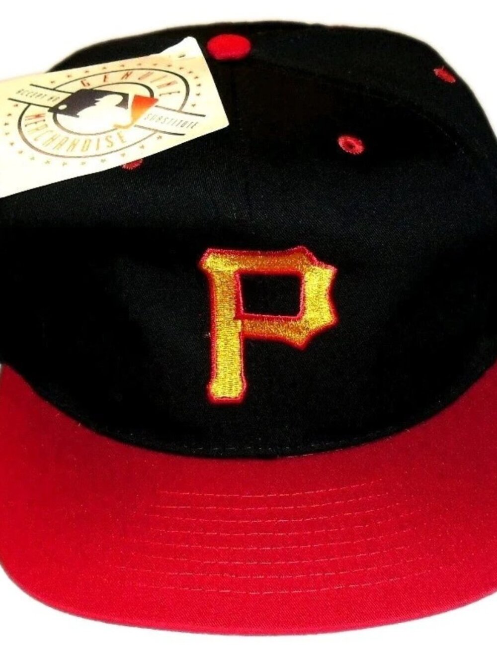 Pittsburgh Pirates Vintage 90s Logo 7 Mens Snapback Hat Black Red Color New Tags